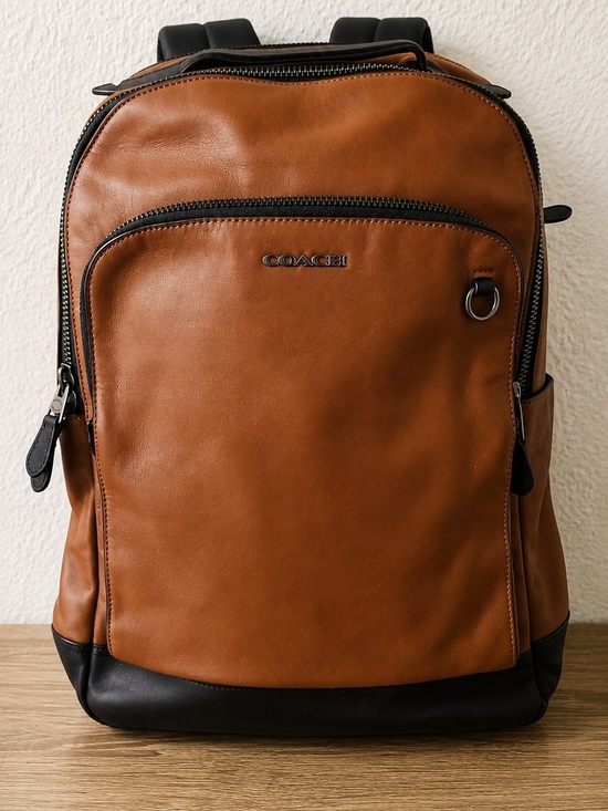 Coach Other - Coach men's leather backpack in saddle brown with black trim
